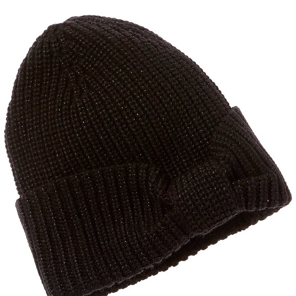 kate spade new york Black Knit Beanie metallic with bow - Picture 1 of 6